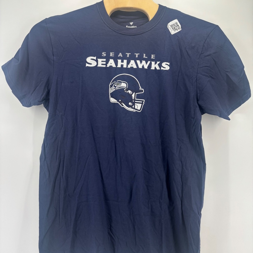 Fanatics Seattle Seahawks T-Shirt Mens XL Navy Blue Graphic Helmet NFL Football